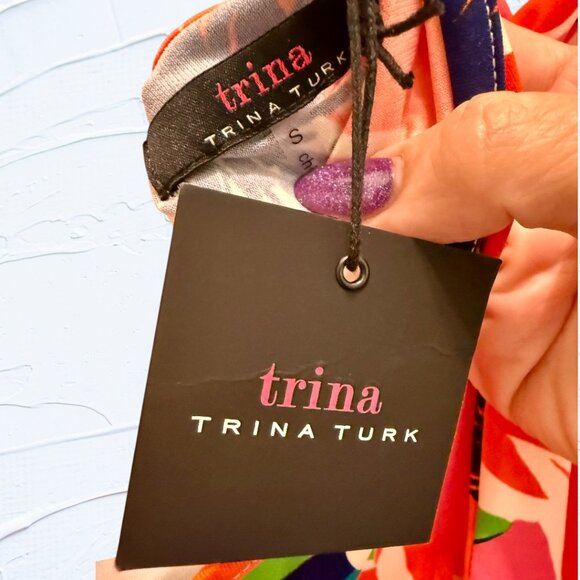 TRINA TURK floral tropical botanical mini halter dress - Size S - Picture 5 of 5